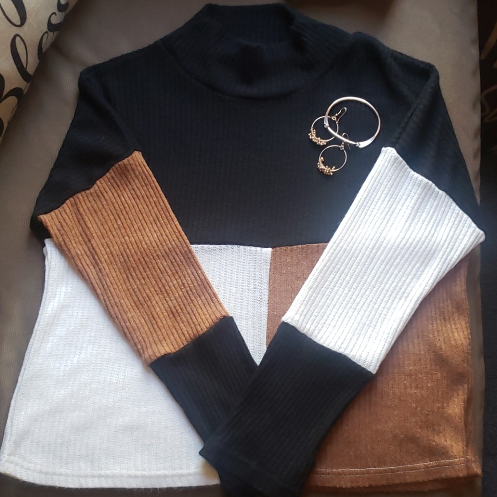 Block color lightweight sweater